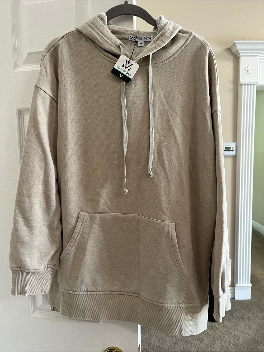 Michelle Mae Hooded Pullover Sweatshirt - Taupe Beige